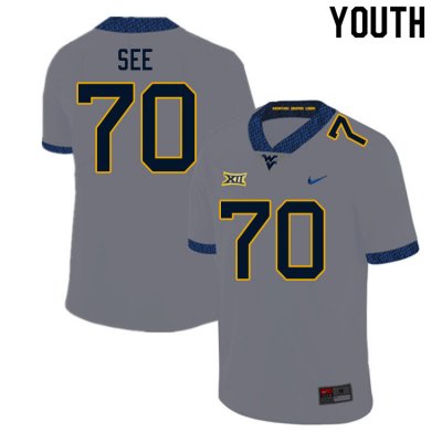 Youth West Virginia Mountaineers NCAA #70 Shaun See Gray Authentic Nike Stitched College Football Jersey PF15D41FO